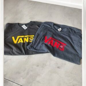 Vans Box Logo Short Sleeve Shirt T-Shirt Blue Gray Men Large Skater Hipster Lot2